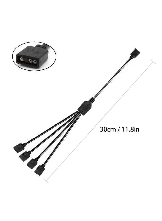 2 Pcs ARGB Splitter Cable, 5V 3Pin Addressable RGB 1 to 4 Splitter Cable, Y-Shaped ARGB Fan Connector and Pc Led Strip Extension Cable, Equipped with 8 Male Pins - Image 3